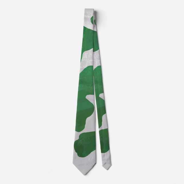 Cow Green and White Print Tie (Front)