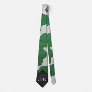 Cow Green and White Print Tie