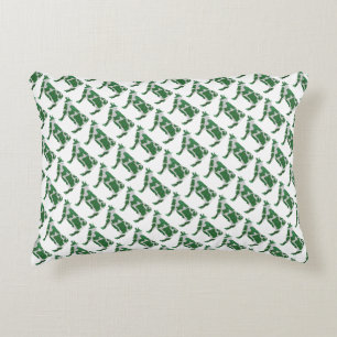 Cow Green and White Silhouette Accent Pillow