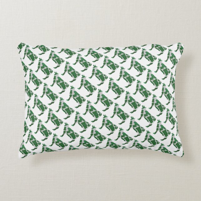 Cow Green and White Silhouette Accent Pillow (Front)