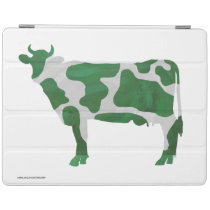 Cow Green and White Silhouette iPad Smart Cover