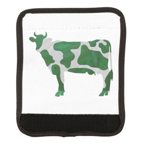 Cow Green and White Silhouette Luggage Handle Wrap