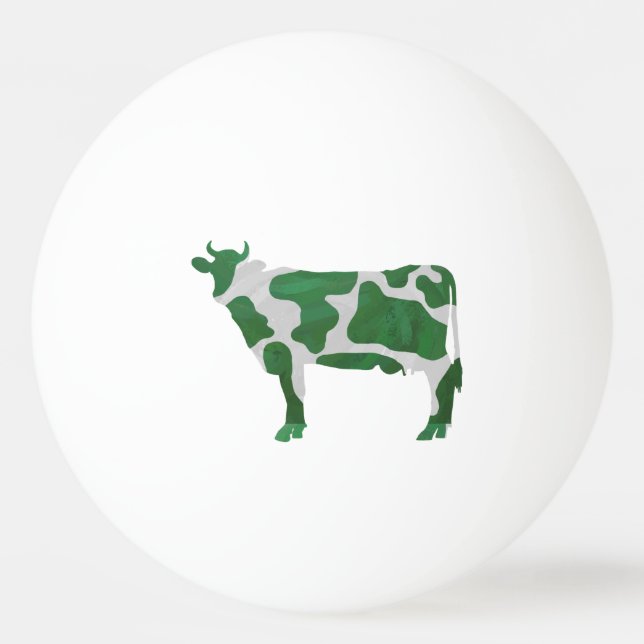 Cow Green and White Silhouette Ping-Pong Ball (Back)