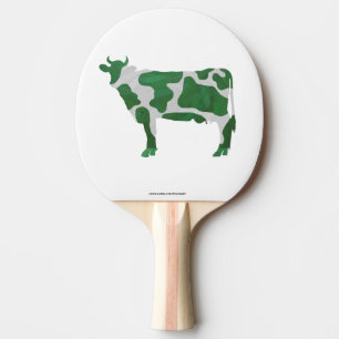 Cow Green and White Silhouette Ping-Pong Paddle