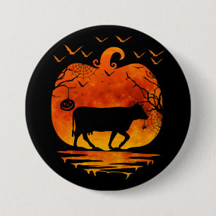 COW HALLOWEEN COSTUME PUMPKIN FALL SEASON BUTTON