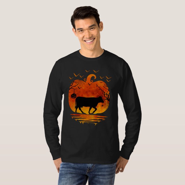COW HALLOWEEN COSTUME PUMPKIN FALL SEASON T-Shirt (Front Full)