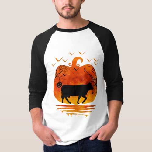 COW HALLOWEEN PUMPKIN COSTUME COW LOVER AUTUMN T_S T_Shirt