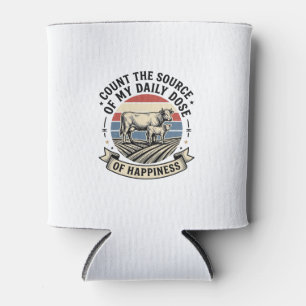 Cow Happiness Vintage Farm Vector Shirt Design_1 Can Cooler