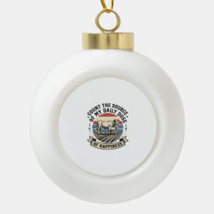 Cow Happiness Vintage Farm Vector Shirt Design_1 Ceramic Ball Christmas Ornament