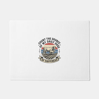 Cow Happiness Vintage Farm Vector Shirt Design_1 Doormat