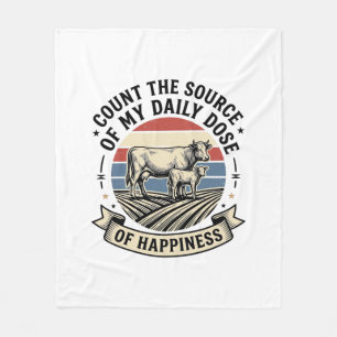 Cow Happiness Vintage Farm Vector Shirt Design_1 Fleece Blanket