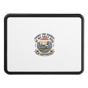 Cow Happiness Vintage Farm Vector Shirt Design_1 Hitch Cover