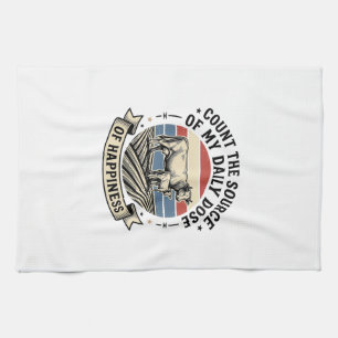 Cow Happiness Vintage Farm Vector Shirt Design_1 Kitchen Towel