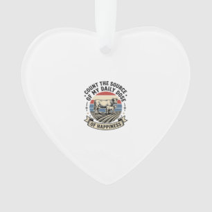 Cow Happiness Vintage Farm Vector Shirt Design_1 Ornament
