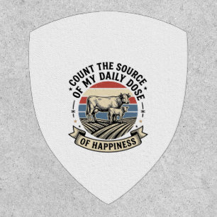 Cow Happiness Vintage Farm Vector Shirt Design_1 Patch