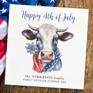 Cow Happy 4th Of July Red White Blue Patriotic Napkins