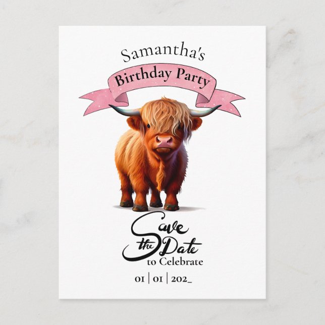 Cow Happy Birthday Girl Postcard (Front)