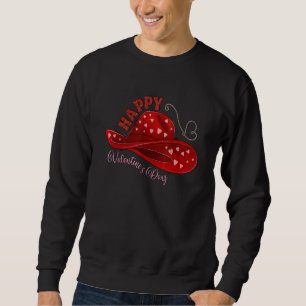 Cow Hat Valentine's Day Be Howdy Western Cowhide L Sweatshirt