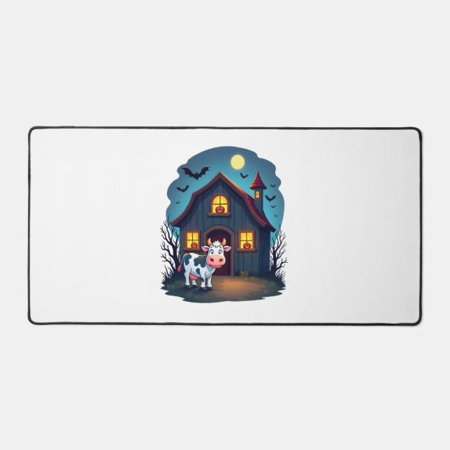 Cow & Haunted Barn Desk Mat (Front)