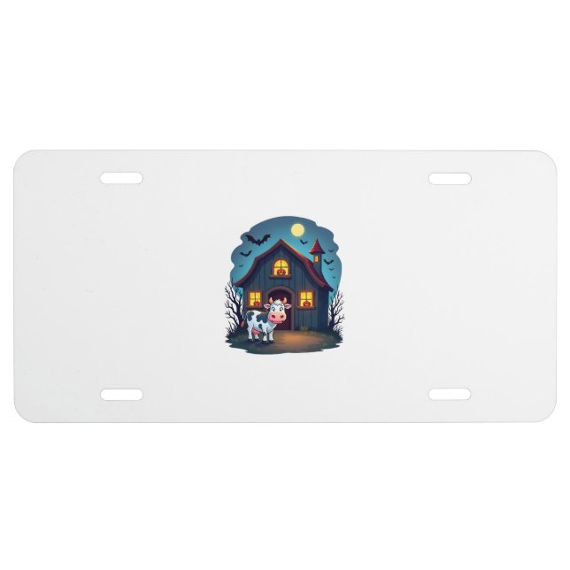 Cow & Haunted Barn License Plate (Front)