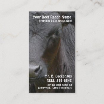 Cow Head  Black Angus Beef Ranch Business Card by RedneckHillbillies at Zazzle