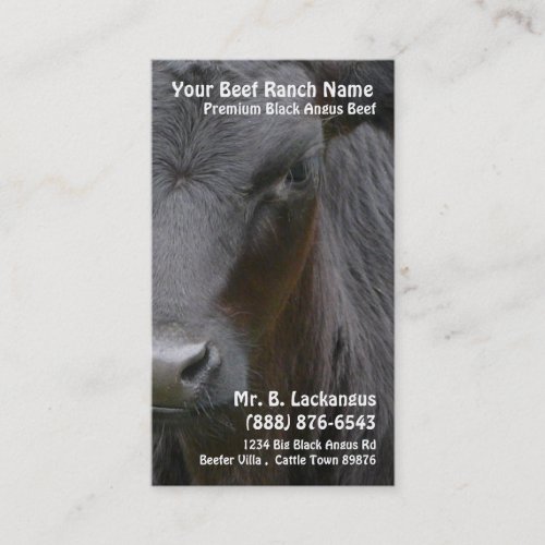 Cow Head  Black Angus Beef Ranch Business Card