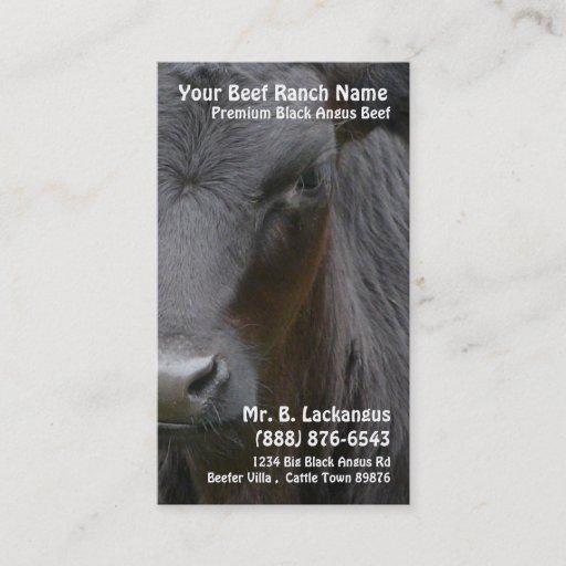 Customizable Cow Head  Black Angus Beef Ranch Business Card Template