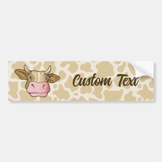Cow Head Bumper Sticker (Front)