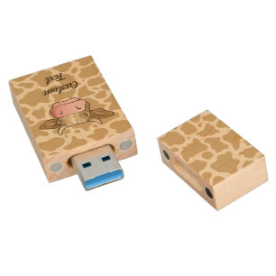 Cow Head Wood USB Flash Drive