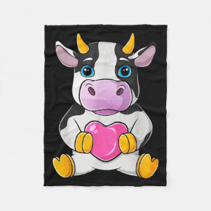 Cow Heart Cute Valentines Day Farm Animal Women Ki Fleece Blanket