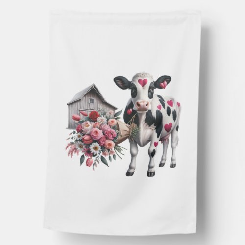 Cow Heart Patches Valentines Day Farm Love House Flag