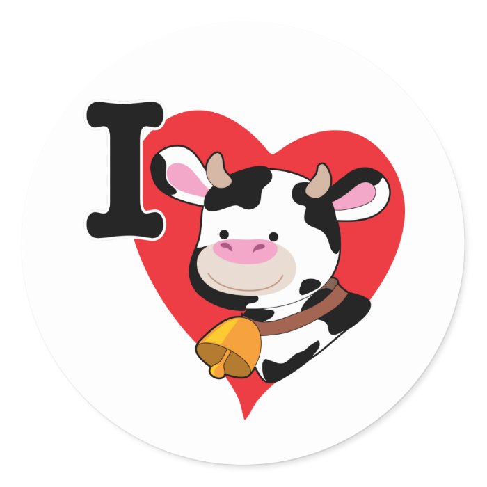 Cow Heart Round Stickers