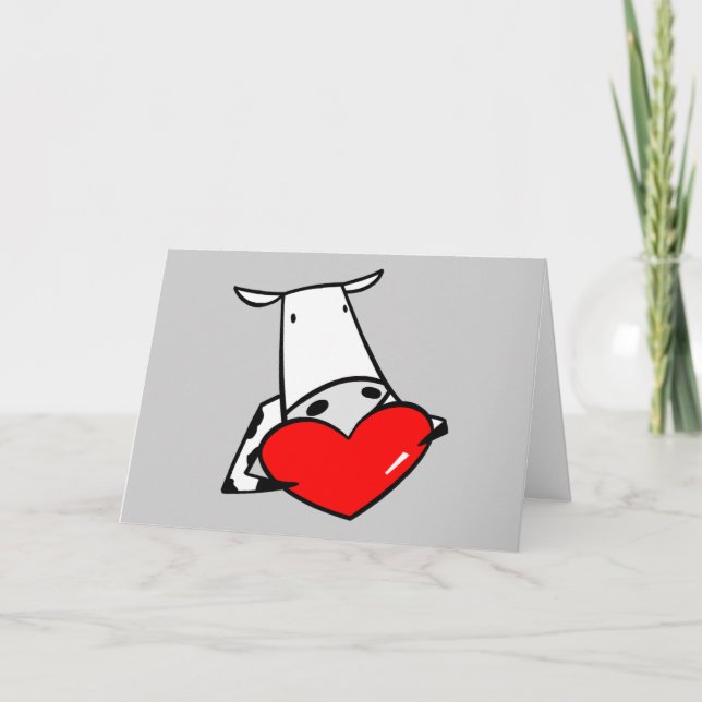 Cow Heart Valentine I Love Cows Holiday Card (Front)