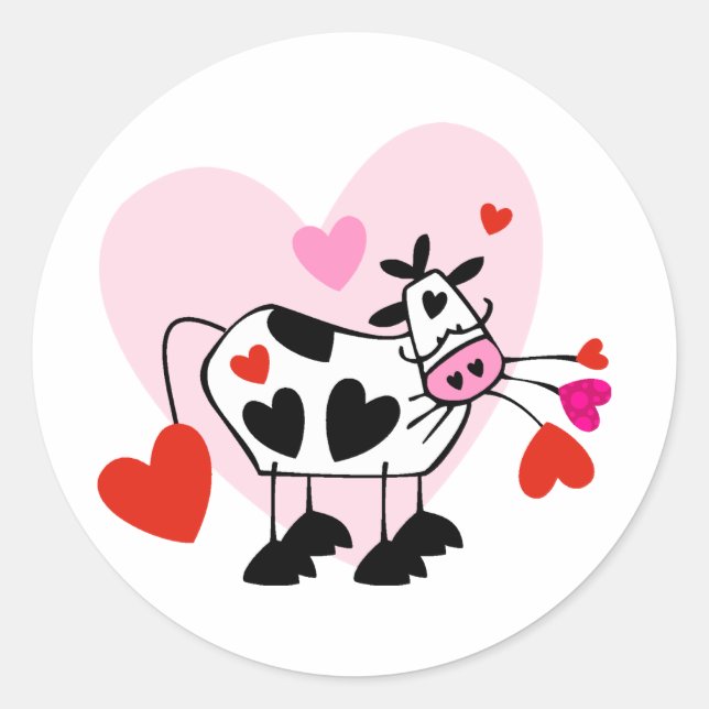 Cow Hearts Classic Round Sticker (Front)