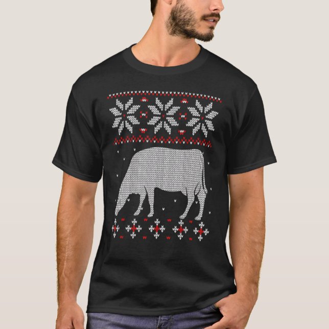 Cow Heifer Ugly Christmas Sweater Cattle Farming L (Front)