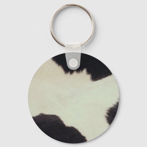 Cow Hide Black and White Keychain