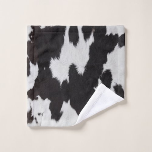 cow hide black white bath towel set