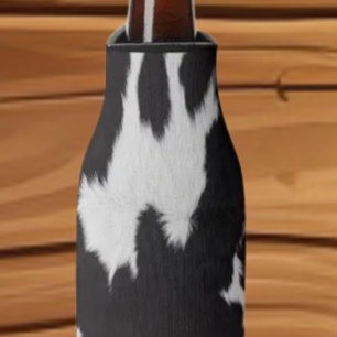 cow hide black white  bottle cooler