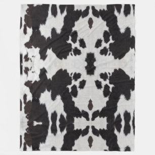 cow hide black white  fleece blanket