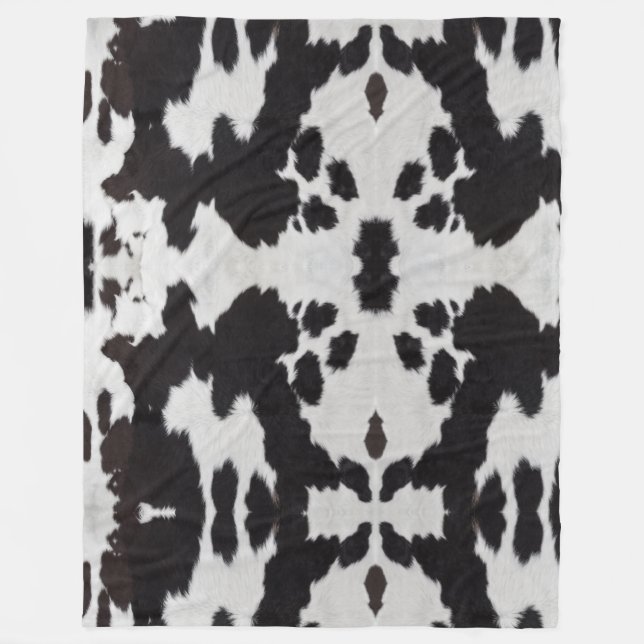 cow hide black white  fleece blanket (Front)