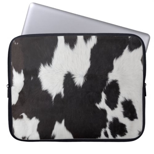 cow hide black white   laptop sleeve