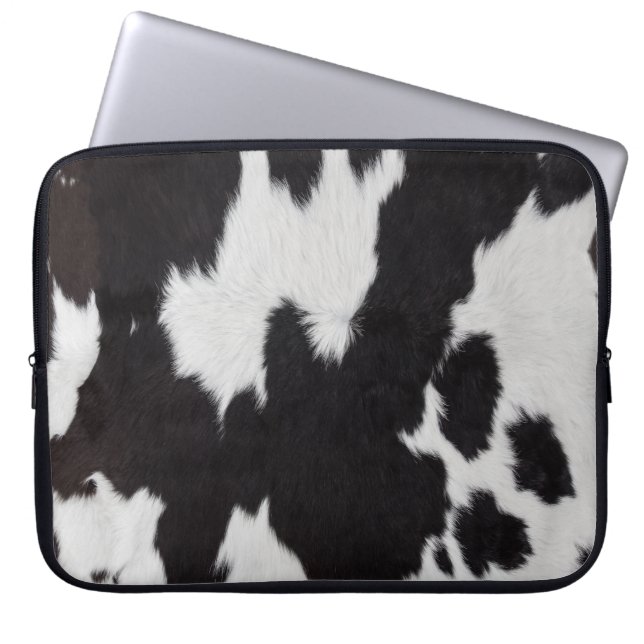 cow hide black white   laptop sleeve (Front)