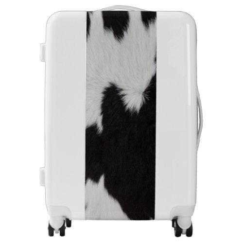 cow hide black white    luggage