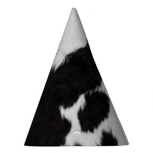 cow hide black white party hat