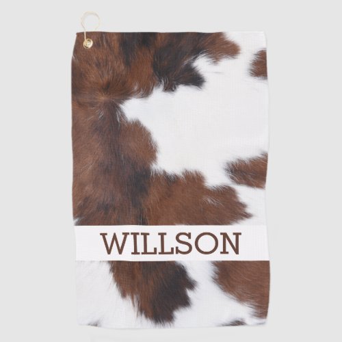 Cow hide Brown and White  Golf Towel
