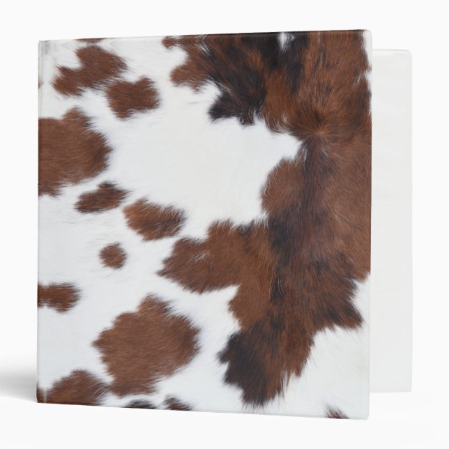 cow hide brown white  3 ring binder (Front/Inside)