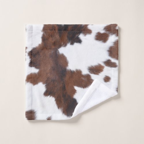 cow hide brown white bath towel set