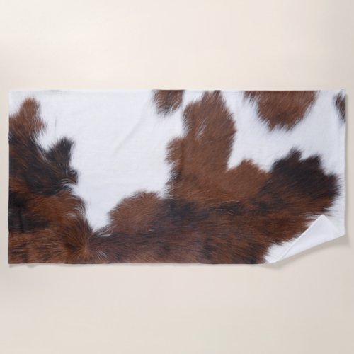 cow hide brown white  beach towel