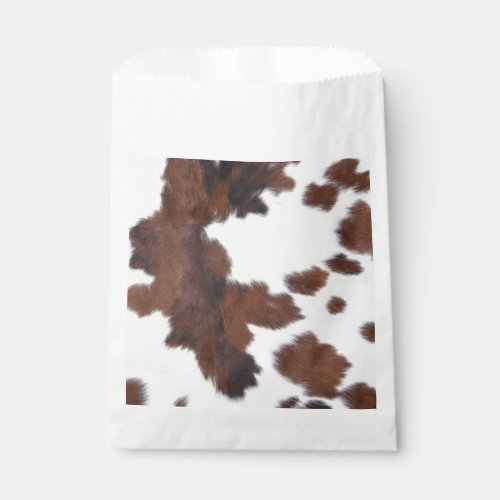 cow hide brown white   favor bag