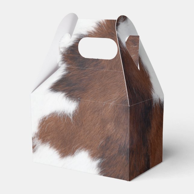 cow hide brown white   favor box (Back Side)